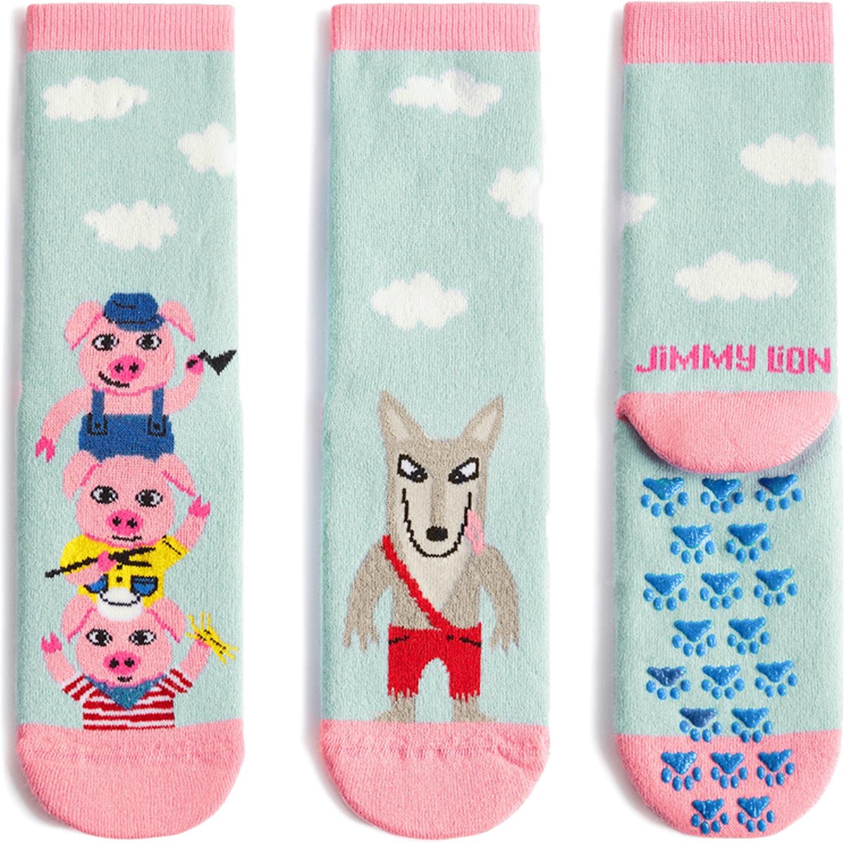 Jimmy Lion kids anti-slip sokken piggies blauw