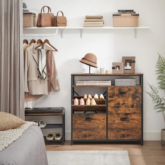 MIRA Home - Schoenenkast - Schoenenrek - Schoenen - Opbergkast - Vintage - 30x98,3x95