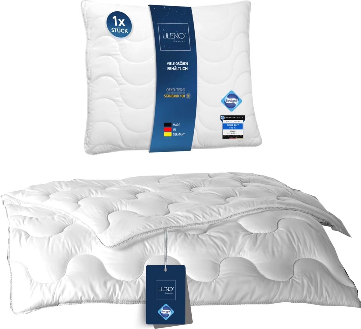 Vierseizoenen Dekbed 135 x 200 cm met Hoofdkussen 80 x 80 cm - Antibacterieel, Temperatuurregulerend en Wasbaar tot 95°C