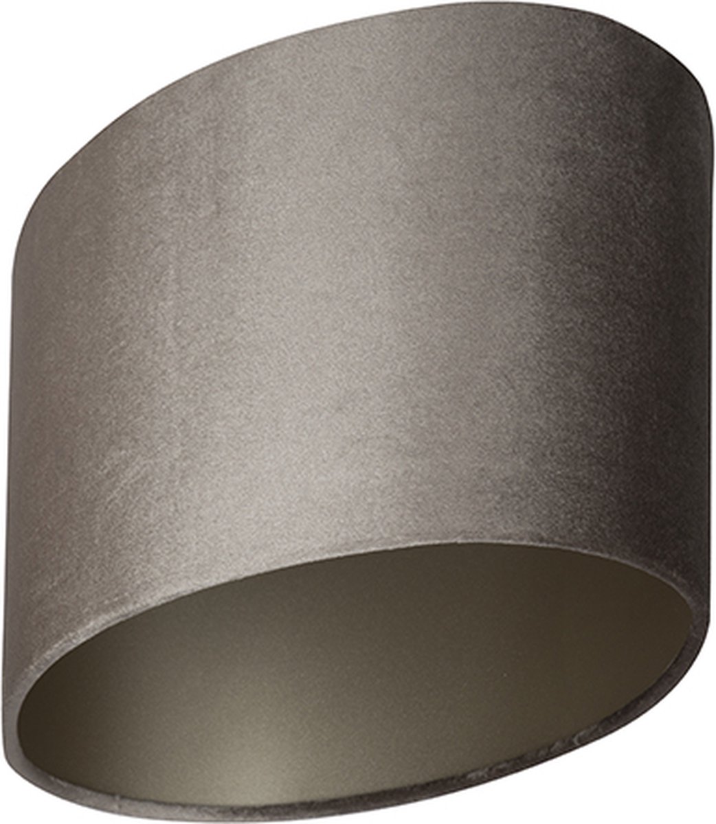 Uniqq Ovale Lampenkap velour zilver 45 x30 cm – 25 cm hoog
