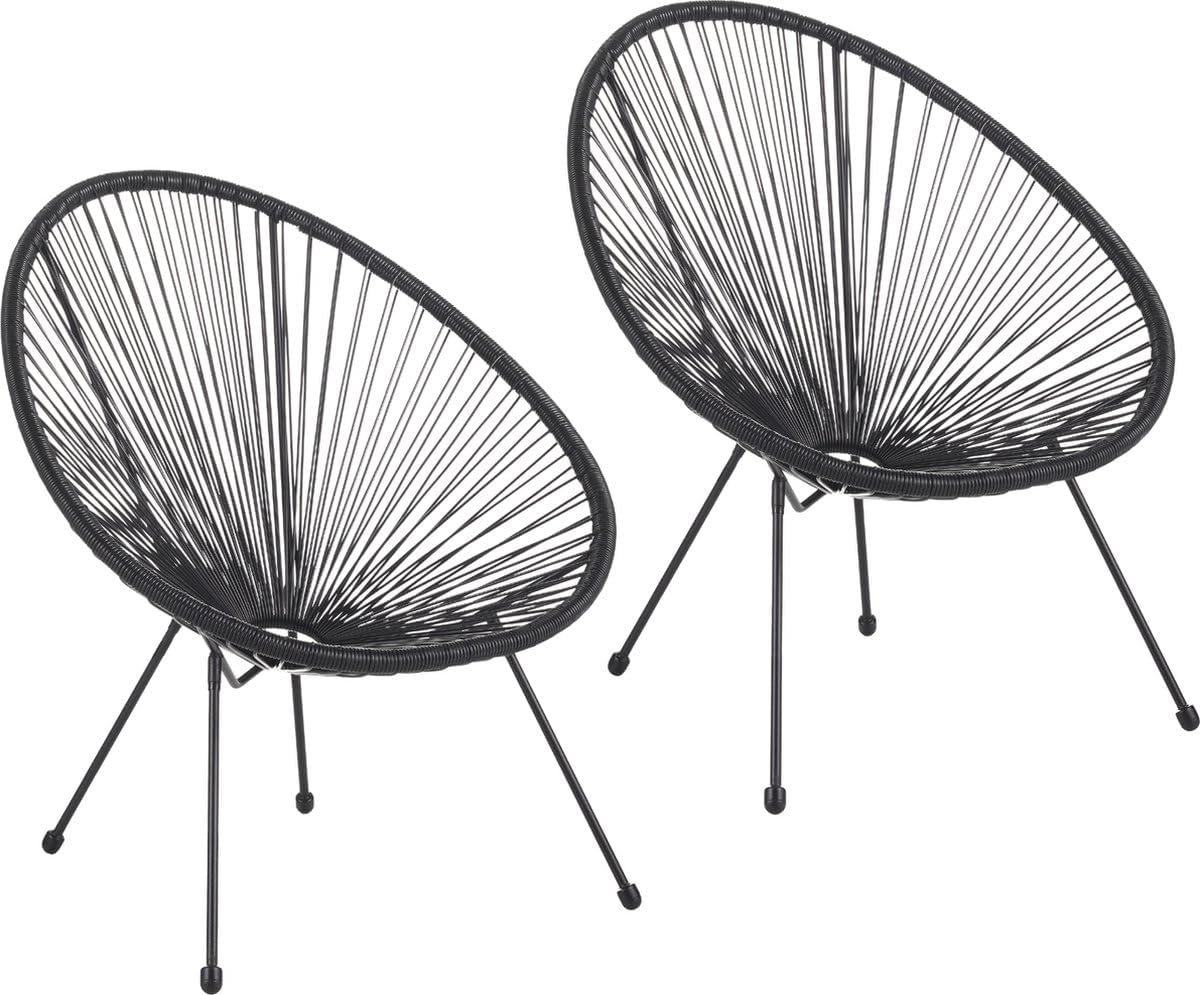 Set van 2 Iconische Acapulco Tuinstoelen - Ergonomische buiten- en binnenstoelen - Zwart