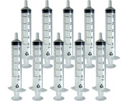 Spuit 5ml - 3 delig - Per Stuk Verpakt - 10stuks.