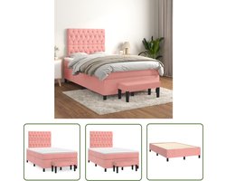vidaXL Fluweel Bed - Boxspring Bed - Boxspring met matras fluweel roze 120x200 cm - Roze Bed - Tweepersoons Bed - Boxspring Set