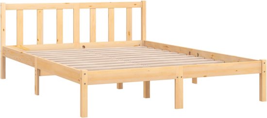 The Living Store Cadre de lit en bois de pin massif 140x200 cm - Cadre de lit - Cadre de lit - Cadre de lit - Cadres de lit - Lit - Lits - Lit simple - Lits simples - Lit simple