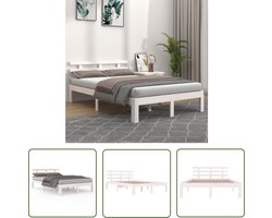 vidaXL Houten Bed - Bedframe - Bedframe massief hout wit 120x200 cm - Grenenhouten Bed - Wit Bed - Bed 120x200