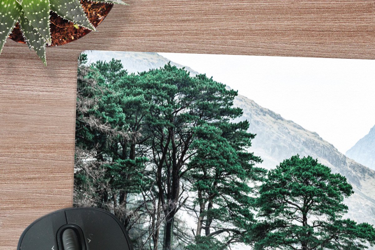 Muismat XXL 80x60 cm - Bureau onderlegger - Bureau mat Natuur - Winter - Bergen - Bos - Bureaumat - Gaming mousepad xl - Bureaulegger groot - Computer deskmat