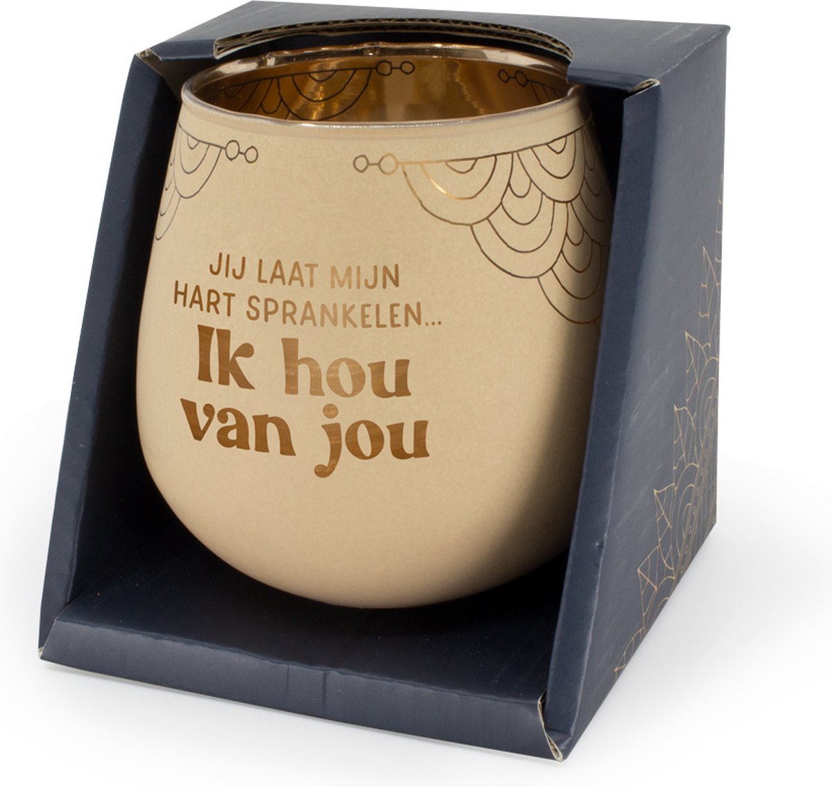 Sfeerlichthouder - Jij laat mijn hart sprankelen. Ik hou van jou - Glas