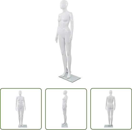 Mannequin The Living Store - Socle en Verres - 175 cm - Blanc brillant