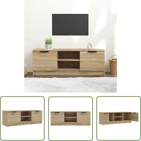 vidaXL Houten Tv-meubel - Tv-meubel - Tv-meubel 102x35x36,5 cm bewerkt hout sonoma eikenkleurig - Tv Kast - Salontafel - Livingroom Meubilair