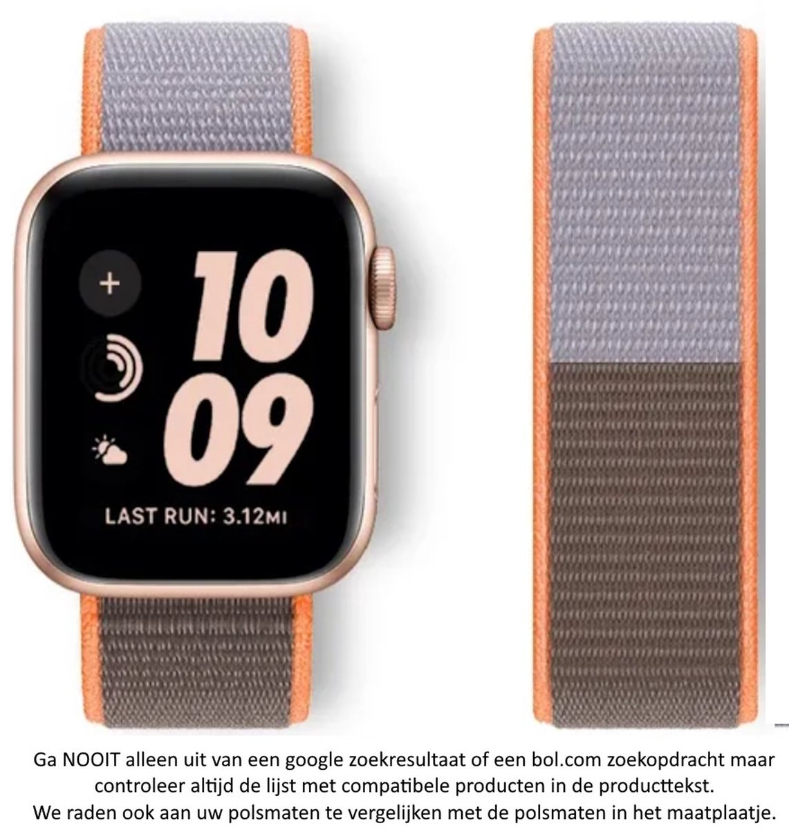 Bruin Oranje achtige Nylon Horlogeband Geschikt voor Apple Watch 1, 2, 3, 4, 5, 6, 7, 8, 9, SE, 38mm 40mm "Vrouwenbreedte" Series - Zacht Geweven Nylon - 38 mm en 40 mm - Oranje Brown ish - Maat: zie maatfoto