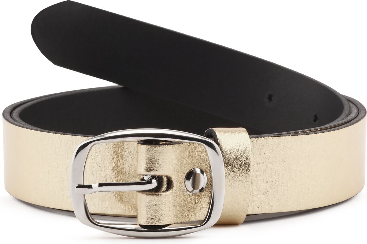 Ladeheid Dames Kledingriem - Riem - Broekriem - Verstelbaar - Leer - MS-EL-D41 - Goud - 95 cm