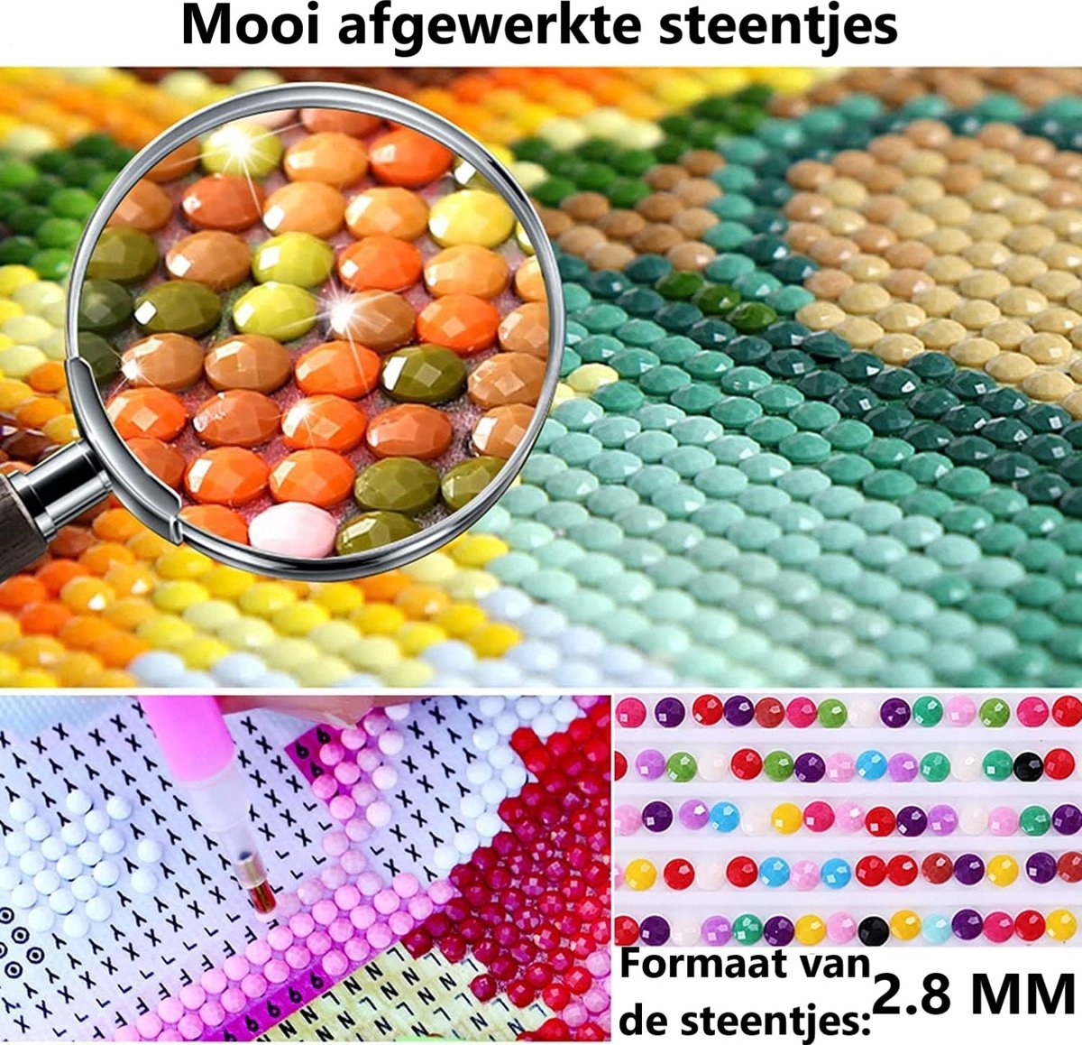 Huntex Diamond Painting Volwassenen - Diamond Painting Kinderen - Diamond Painting Pakket Volledig - Glazen Hart Strand - 30x40 cm — afbeelding 3