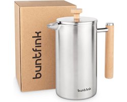 ThermoPress Franse pers - Dubbelwandige geïsoleerde roestvrijstalen koffiezetter - 1 liter (5 kopjes) - Inclusief reservefilters en onderzetter