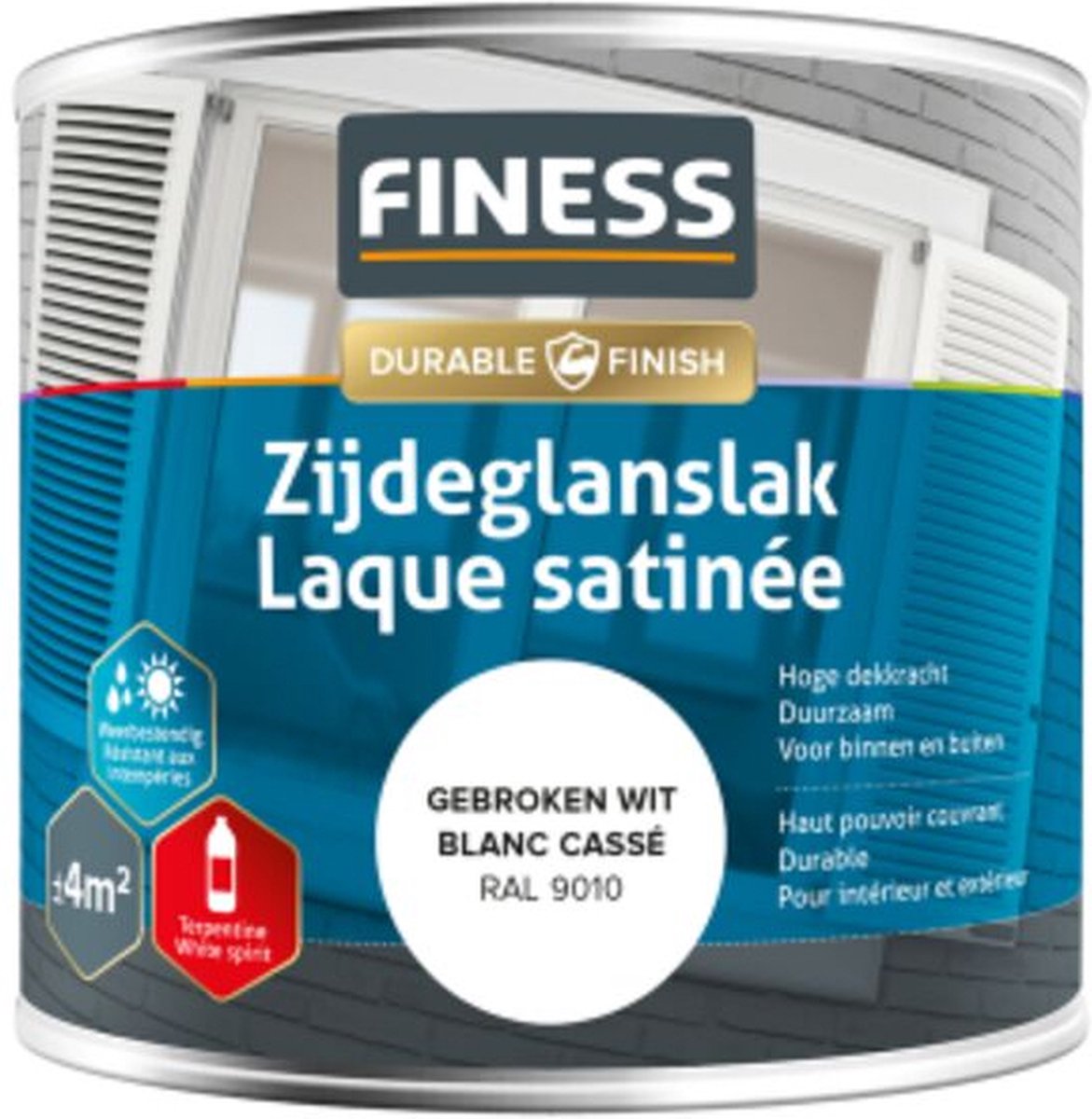 Finess Zijdeglanslak 250 Ml Gebroken Wit (Ral 9010) terpetinebasis