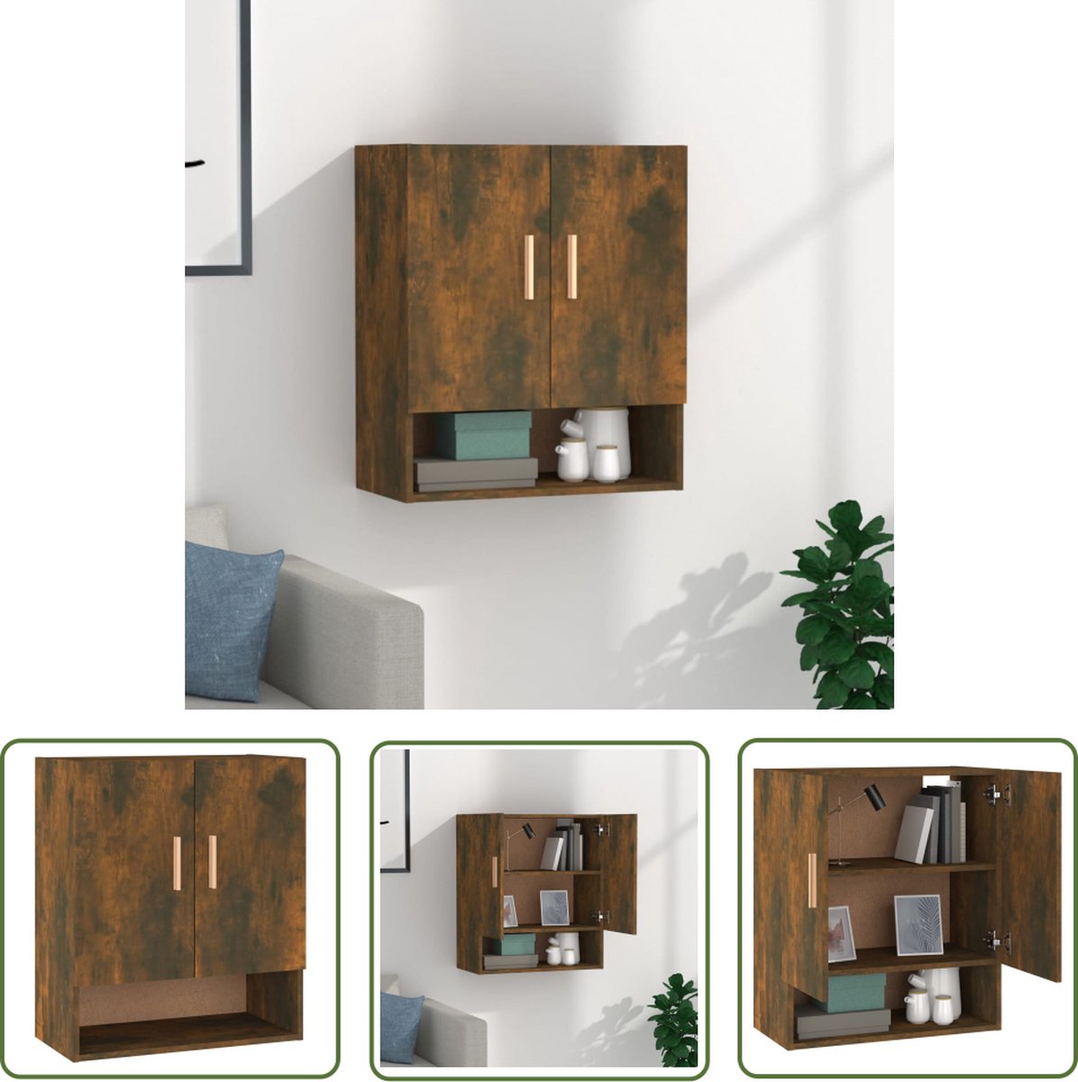 vidaXL Wandkast 60x31x70 cm bewerkt hout oud houtkleurig, kast, hangkast, zijkast, opbergkast, hangende wandkast, zwevende opbergkast, wandvitrinekast