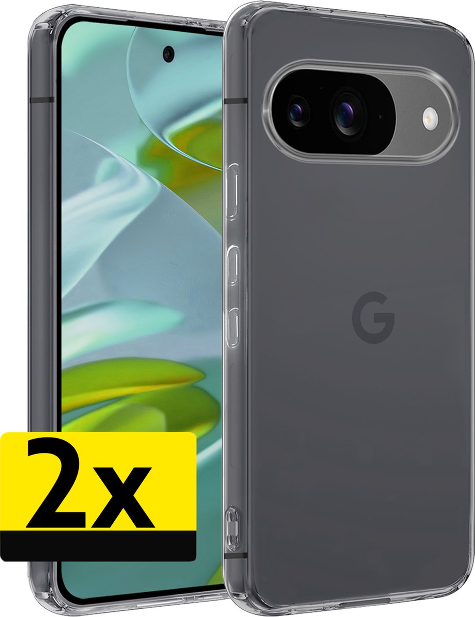 Hoesje - 2 Stuks - Geschikt voor Google Pixel 9 - Sterk & Shockproof - Case Siliconen - Back Cover - Telefoon Hoes - Telefoonhoesjes - Transparant
