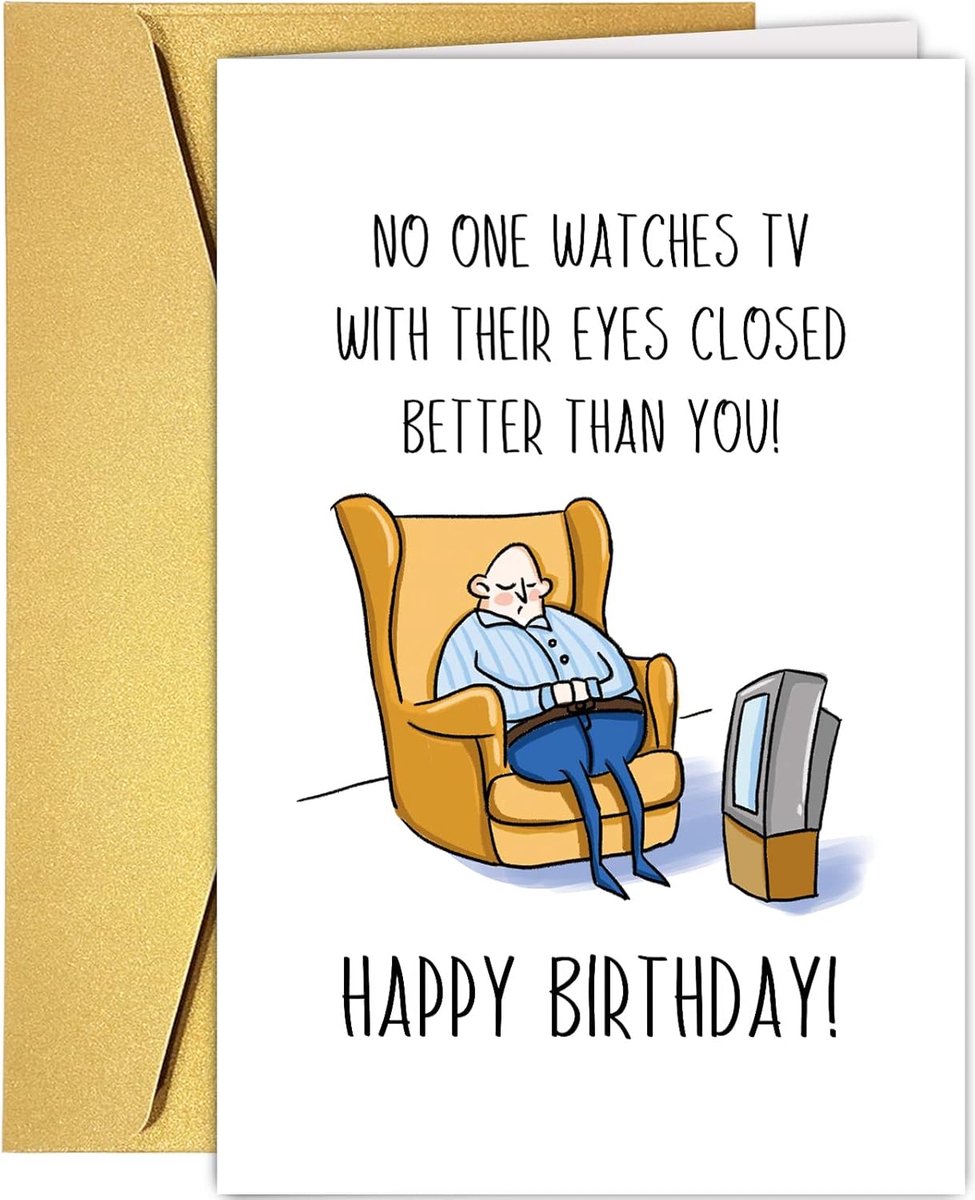 Enluxe Verjaardagskaart met Humor - 'No One Watches TV With Their Eyes Closed Better Than You' – Perfect voor Iedereen die van een Grap houdt – Luxe Envelop Inbegrepen"
