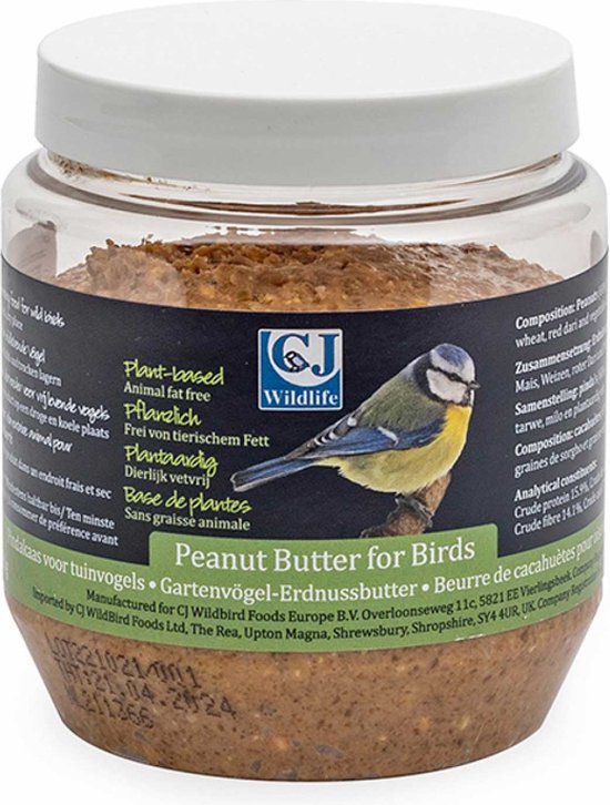 CJ Wildlife - 1st Vogelpindakaas 330g - Tuinvogelvoer - Voor diverse tuinvogelsoorten - Geproduceerd in Europa