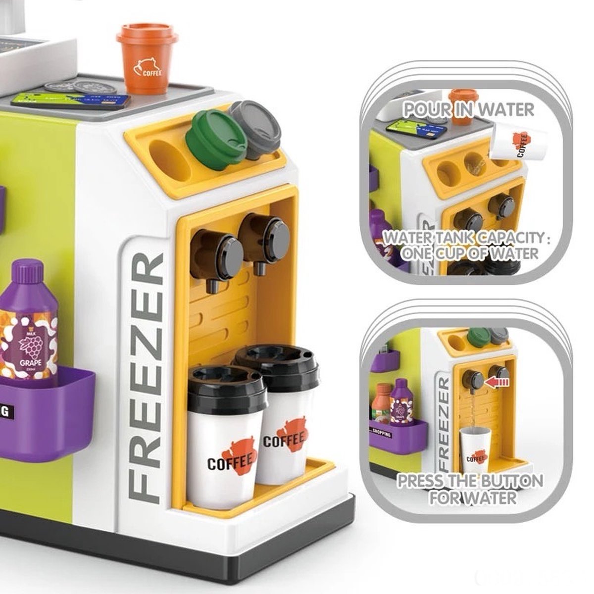OODBLUE Supermarkt Speelgoed Kassa – Interactieve Speelset met Scanner, Licht & Geluid – Inclusief Speelgeld & 46 Accessoires — afbeelding 7