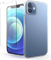 Telefoonhoesje Doorzichtig Geschikt voor Iphone 12 mini Hoesje Transparant Met Screenprotector Beschermglas