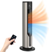 Elektrische Kachel en Ventilator - 2-in-1 Heater - Verstelbare Temperatuur - Keramische Kachel - Winter en Zomer - Grijs