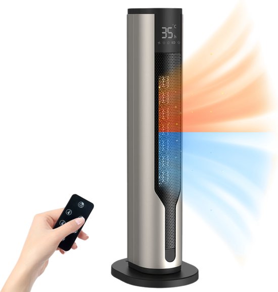 Elektrische Kachel en Ventilator - 2-in-1 Heater - Verstelbare Temperatuur - Keramische Kachel - Winter en Zomer - Grijs kopen - beste keuze voor Tristar elektrische kachel