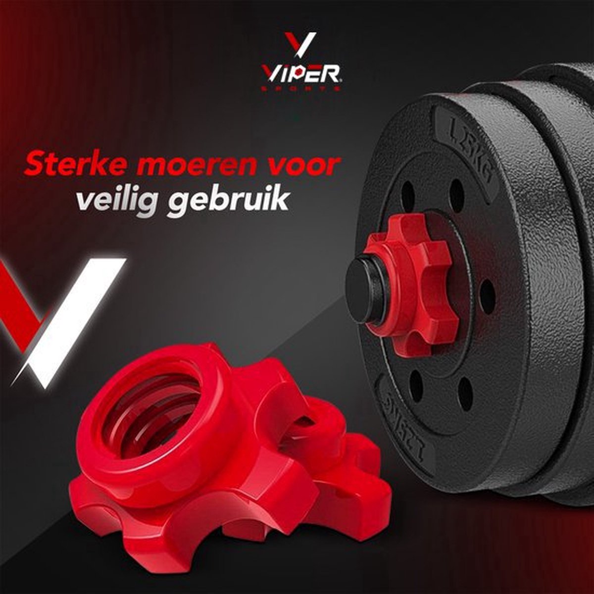 Verstelbare Dumbbell Set tot 20kg – Halterset 2x10kg – 2-in-1 Gewichten – Home Gym - Krachttraining – Viper Sports – Rood – foto 3