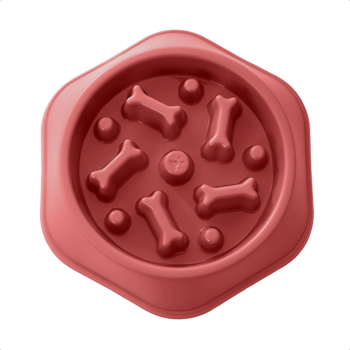 JAXY – Anti Schrokbak Hond – Slowfeeder Hond en Kat – Voerbak – Anti-Slip Schrokbak – Voerpuzzel – Anti Schrok Hondenvoerbak – Slow Feeder Honden Voerbak – Bordeauxrood