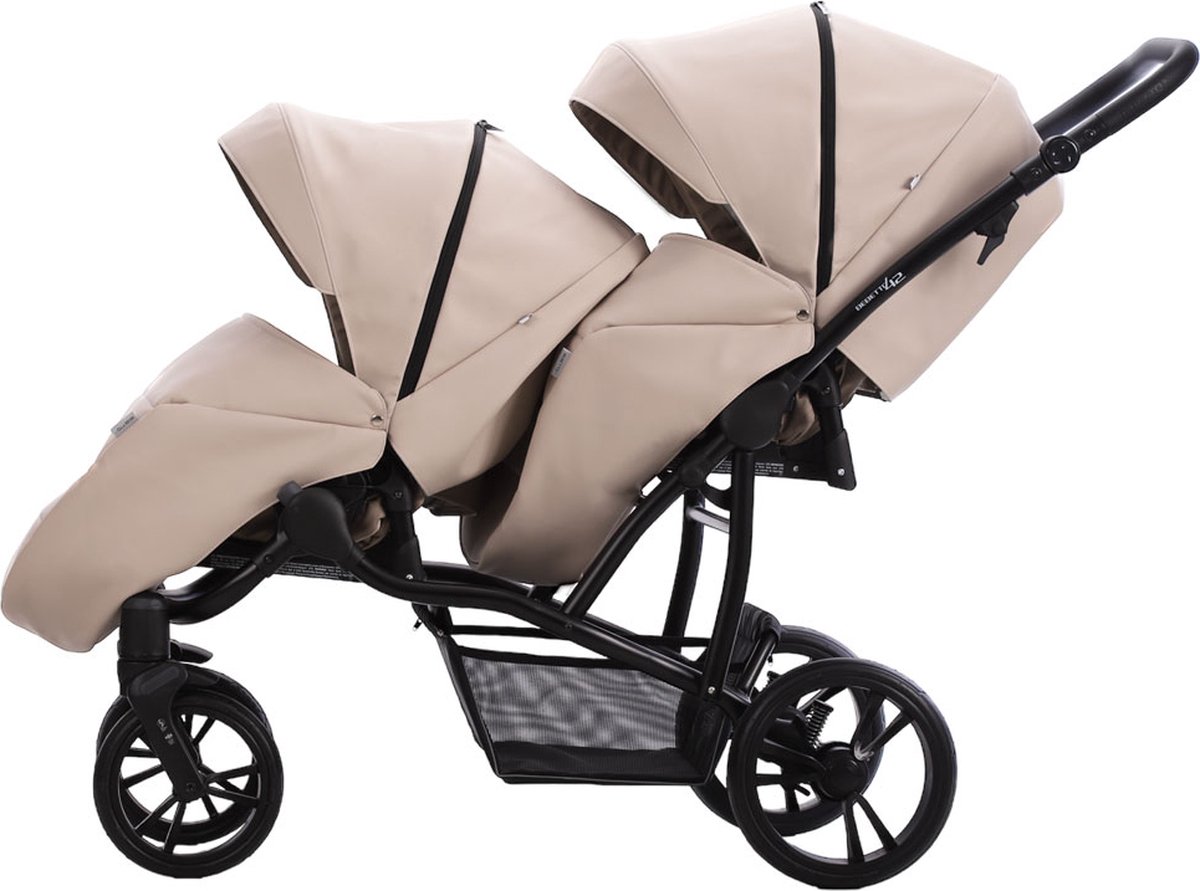 Bebetto 42 PRO Duowagen - Eco Leer bekleding - Tweeling kinderwagen Eco leather - duo buggy leder 2 in 1 (2 wiegen + 2 zitjes) Bruin 03 — cadeau in Cadeau-ideeën - foto 5
