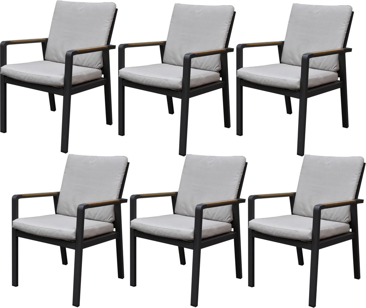 Set van 6 Lola dining tuinstoelen aluminium antraciet