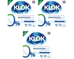 3 x Klok Waspoeder Eco Wit 18 Wasbeurten 1,17 kg