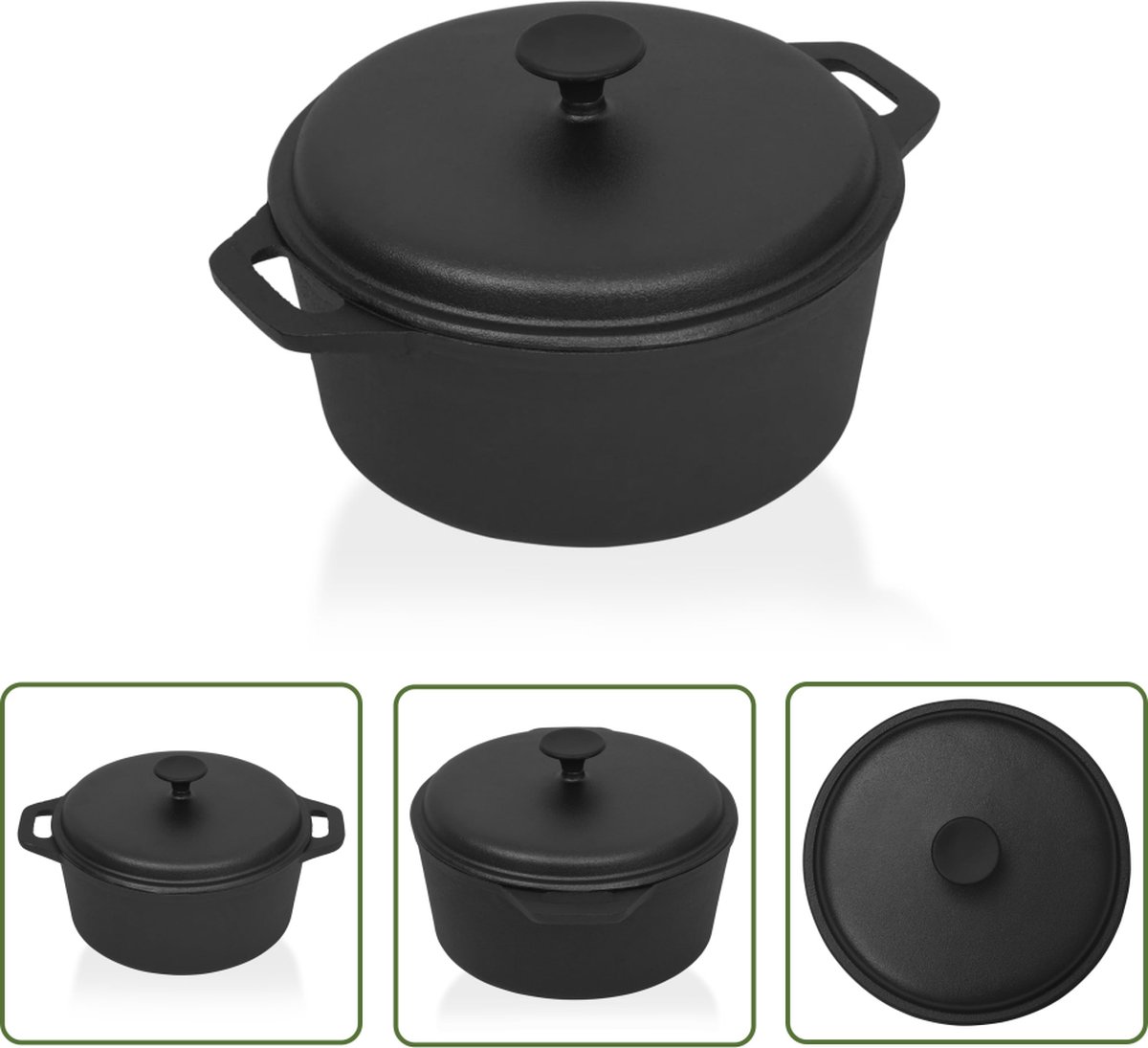 vidaXL Koken - Gietijzeren Pan - Pan Ø26,5 cm gietijzer - Ovenproof - Bbq Pan - Braadslede