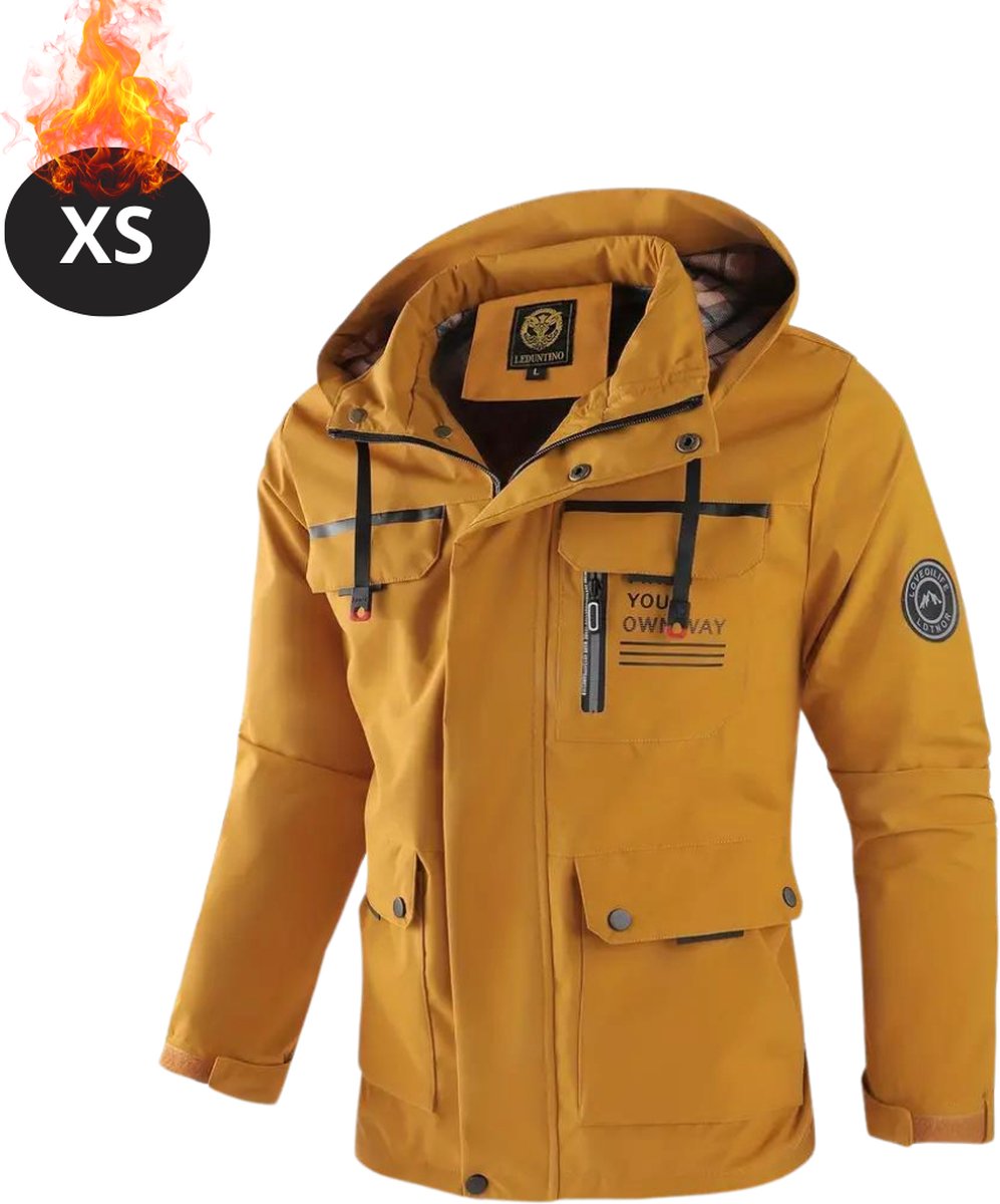 Livano Windjas Voor Heren Windjack Waterdicht Jas Met Capuchon Outdoorjas Volwassen Geel