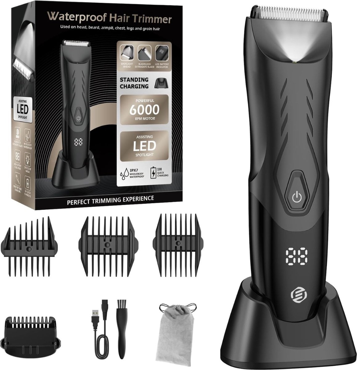 Equivera Bodygroomer Mannen - Trimmer Heren - Body Trimmer Mannen - Veilig Scheren - Scheerapparaat - Schaamhaar Trimmer Mannen - Trimmer Mannen Schaamstreek