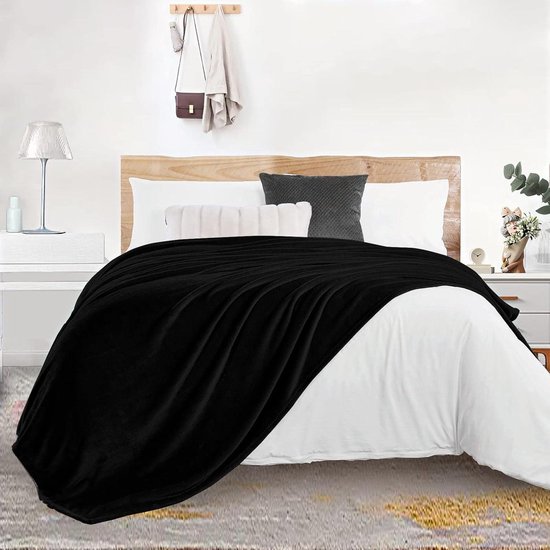 Fleece Deken, Deken Tweepersoons 210 x 240 cm, Kinderflanel Bed Deken, Super Zacht - Donkergrijs Fleece Deken, Deken Tweepersoons 210 x 240 cm, Kinderflanel Bed Deken, Super Zacht - Donkergrijs