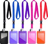 5 Stuks Afneembaar Lanyard Sleutelhangers met 5 ABS Badgehouders - Zwart Nekkoord - Keycord Pashouder - Kaarthouder met Keykoord - Badge Houder voor Kaart/Sleutels - Telefoon/GSM Koord - Sleutelkoord - Universeel ID Pashouder - Telefoonkoord