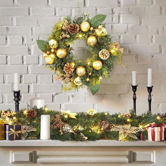 TURNMEON Kerstkrans van 30 inch met verlichting