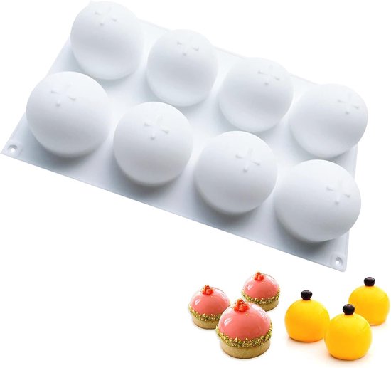 duoyif Siliconen bakvorm halve bol 4,8 cm 18 holtes BPA-vrij siliconen bakvorm halve bol bakvormen voor schuim, chocolade, bal, gelei, taart (18 holtes 4,8 cm