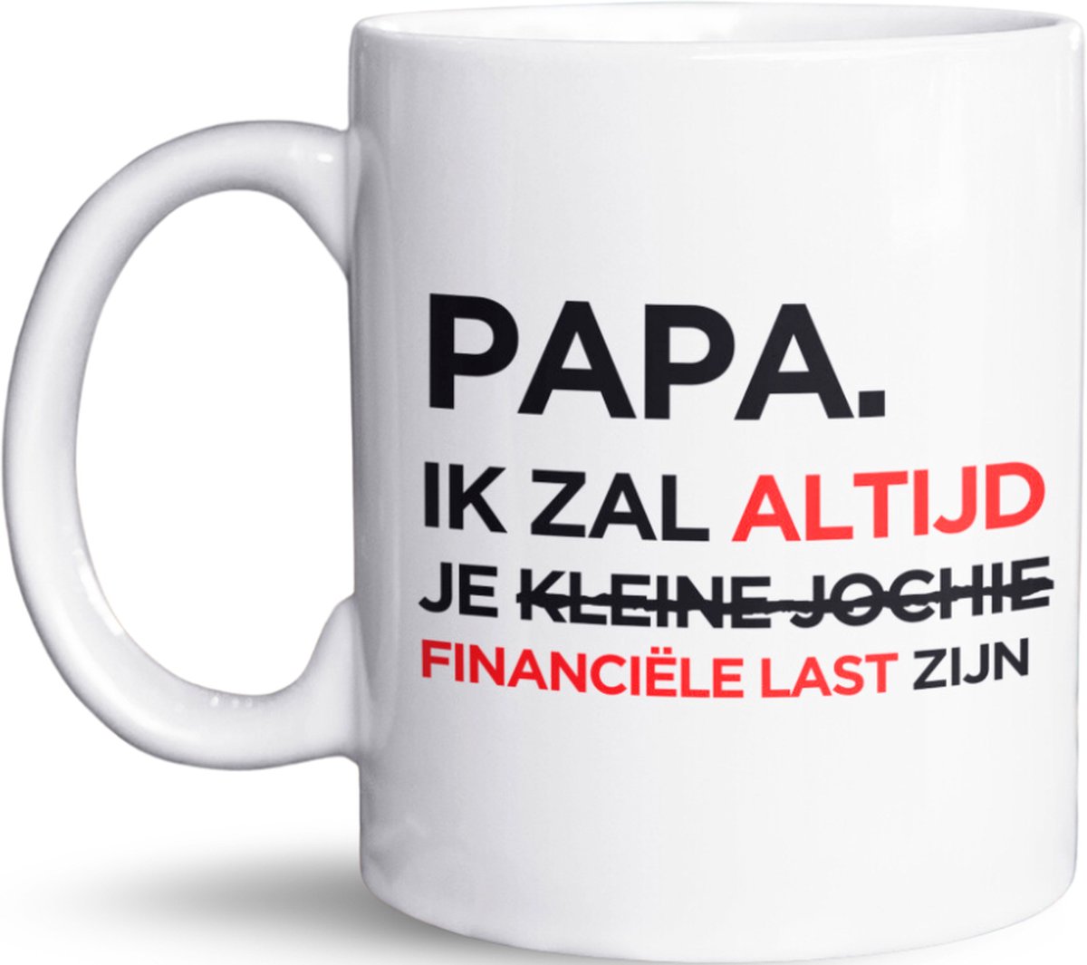NietMokken.nl - Grappige mok met tekst - "Papa, ik zal altijd je kleine jochie zijn" - 325 ml - Keramische mok - Leuk cadeau voor vader, verjaardag of vaderdag - Vaatwasser- en magnetronbestendig
