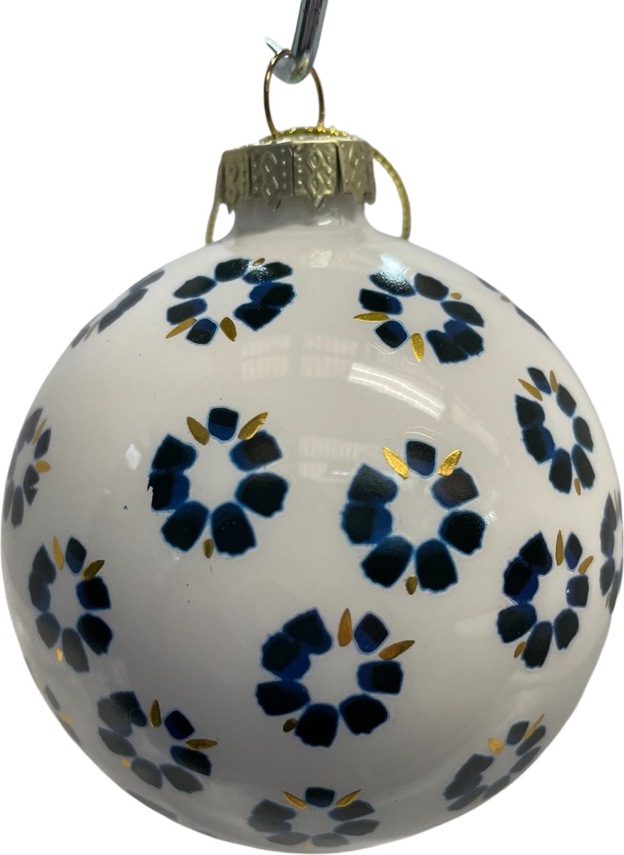 2 Kerstballen Delftsblauw kleur nr. 2
