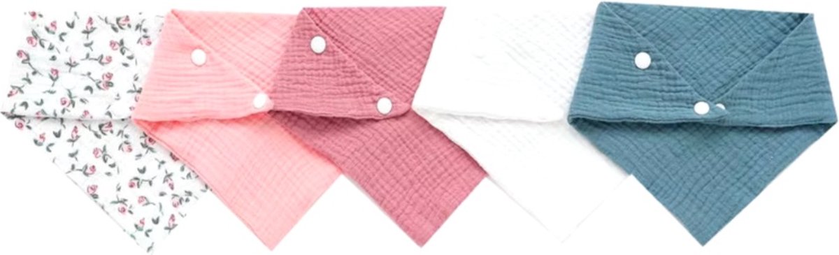 Goedkoopste Slabbetjes Lalieloe - Blossom - Bandana - 5 stuks - Verstelbaar