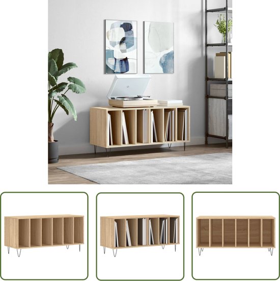Platenkast 100X38X48 Cm Bewerkt Hout Kleurig Sonoma eiken