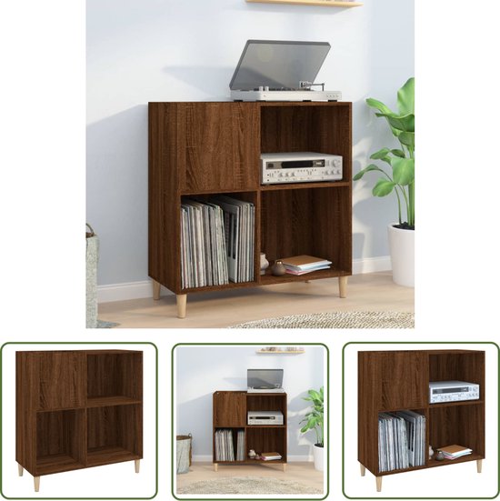 vidaXL Houtskelet - Platenkast - Platenkast 84,5x38x89 cm bewerkt hout bruin eikenkleur - Vintage Kast - Mediabox - Opslagkast