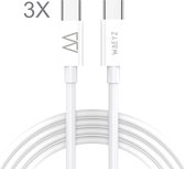 Bol.com 3 Stuks USB C naar USB-C Kabel Snoer 1 Meter - Geschikt voor iPhone 15/16 - iPad Pro/Air/Mini/2022/2024 - 27 W Snellader... aanbieding