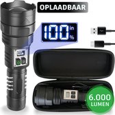 Bol.com PrimeCraft® Zaklamp LED Oplaadbaar - 6.000 Lumen - Militaire Zaklamp - Hard Aluminium - Zoom en SOS functie - Bruikbaar ... aanbieding