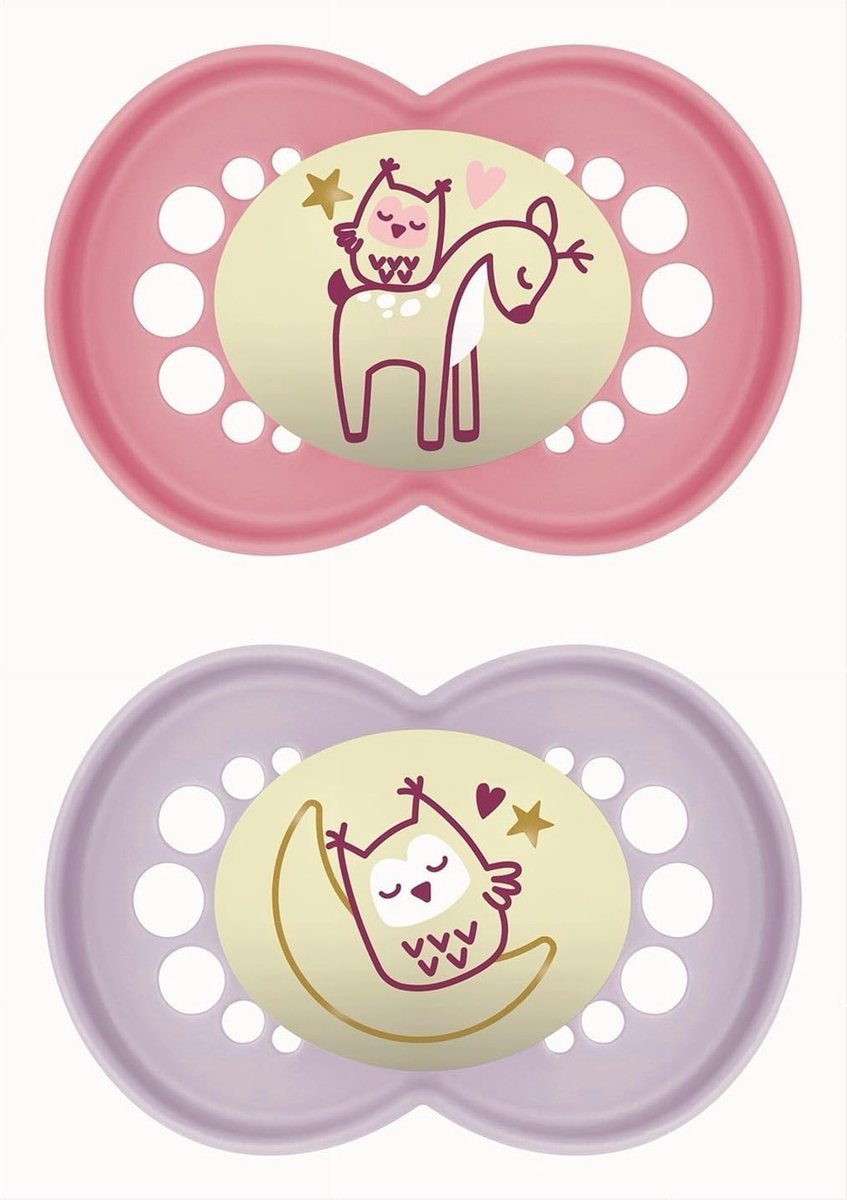 Goedkoopste Fopspeen van Natuurlijk Rubber met Lichtgevende Knop - 16 Maanden en Oudere - 2 Stuks