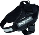 Zwart Julius-K9 IDC Power tuig met tekst 'Glowing in dark' en reflecterende strip.