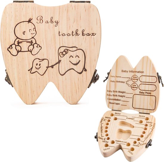 Melktandendoos voor Meisjes en Jongens - Houten Tanddoos met Displayfunctie voor het