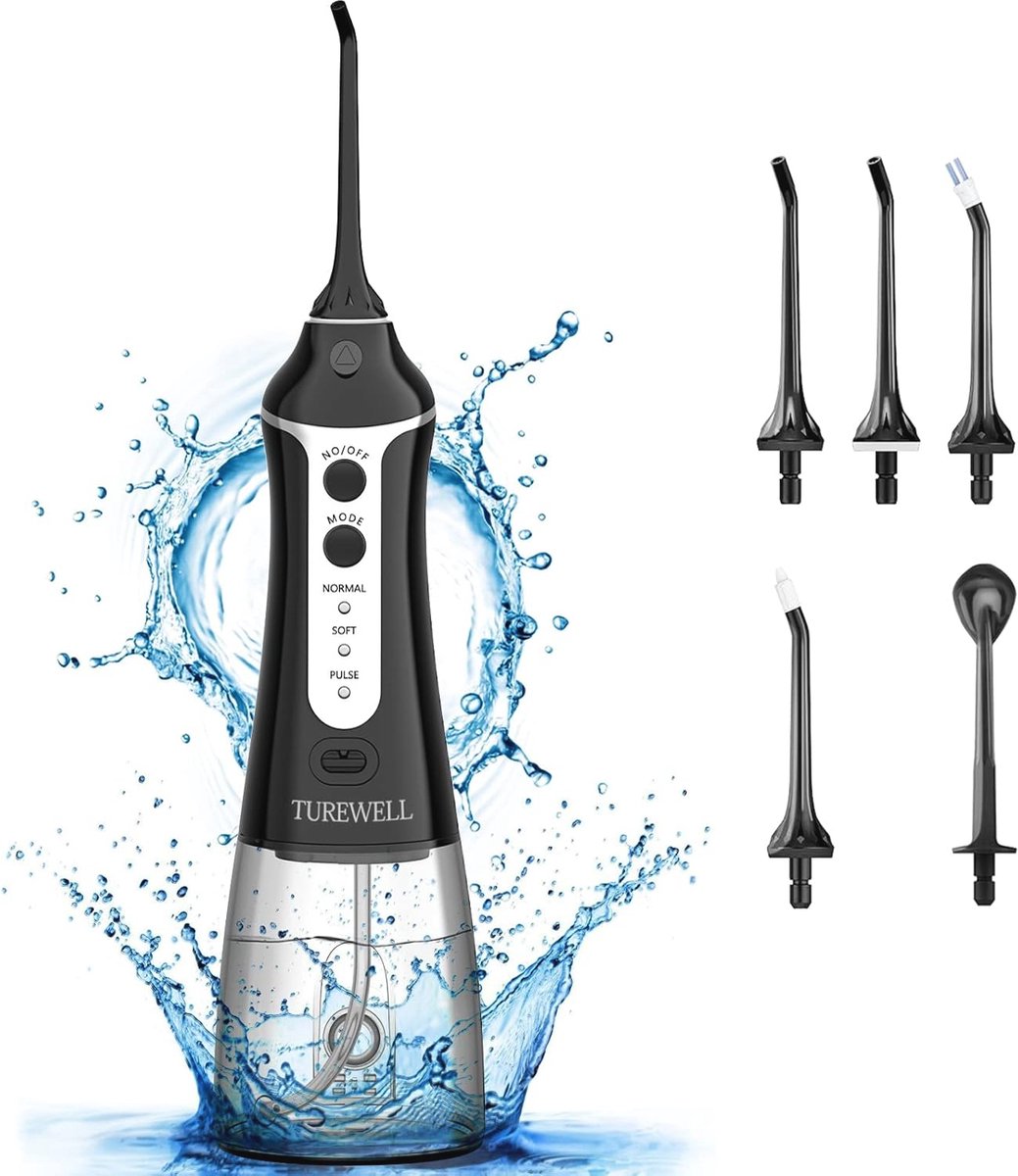 Draagbare Monddouche met 5 Sproeiers - 3 Modi - Waterdicht - USB Oplaadbaar - Ideaal voor Thuis en Reizen
