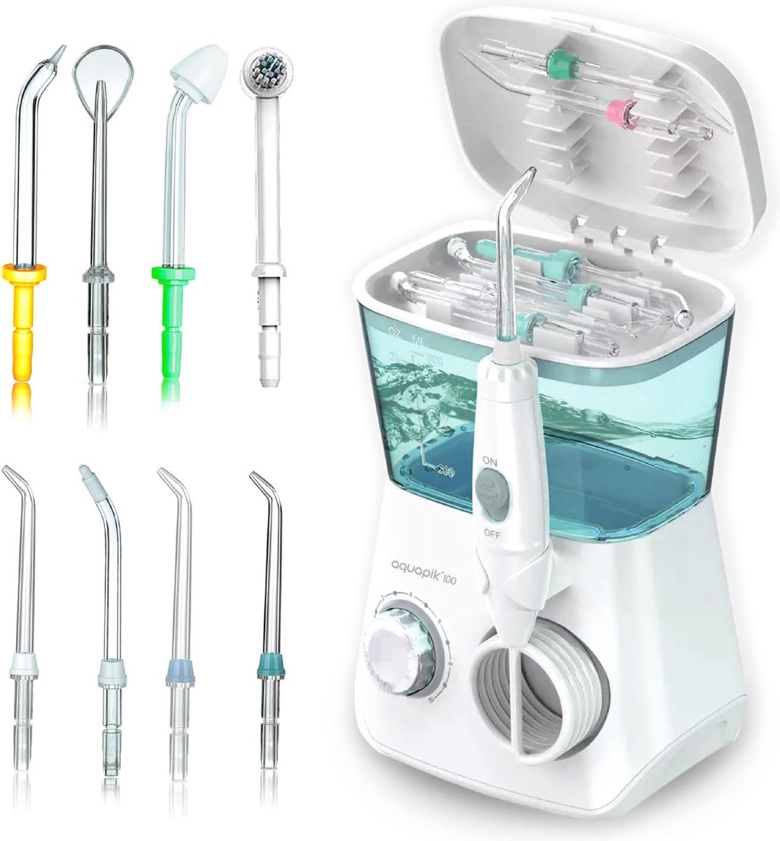 Professionele Water Flosser met 8 Opzetstukken en 10 Drukniveaus voor Optimale Mondverzorging